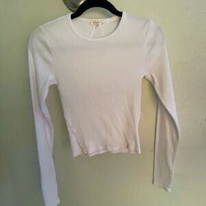 Rag & Bone Women’s White Fitted Ribbed Long Sleeve Tee